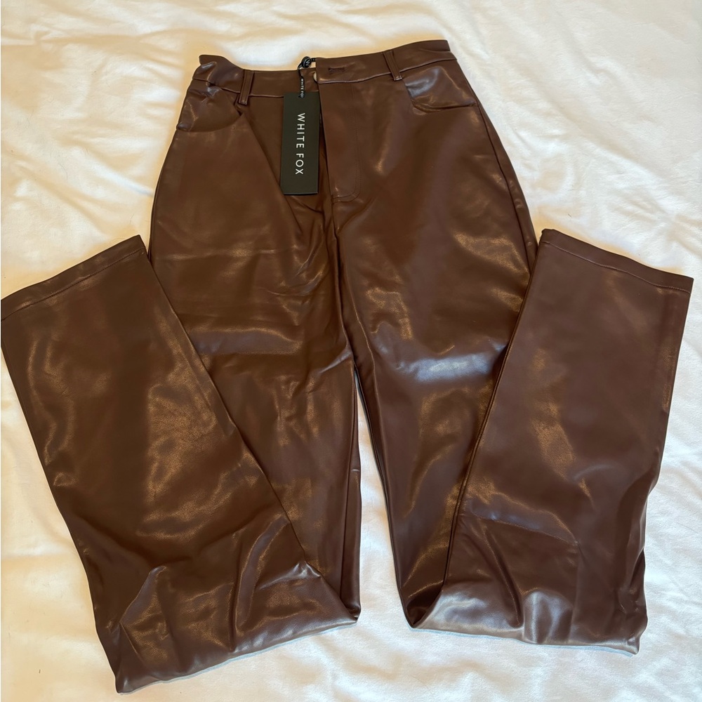 Brown leather pants
